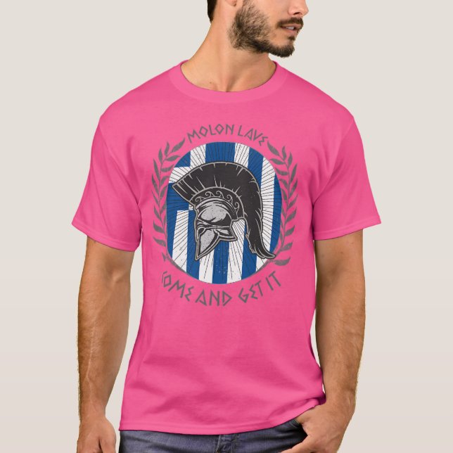 Camiseta Spartan com a bandeira grega Molon (Frente)