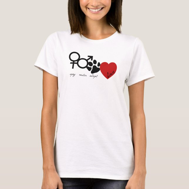 Camiseta Spay-Neuter-Adopt-Love (Frente)