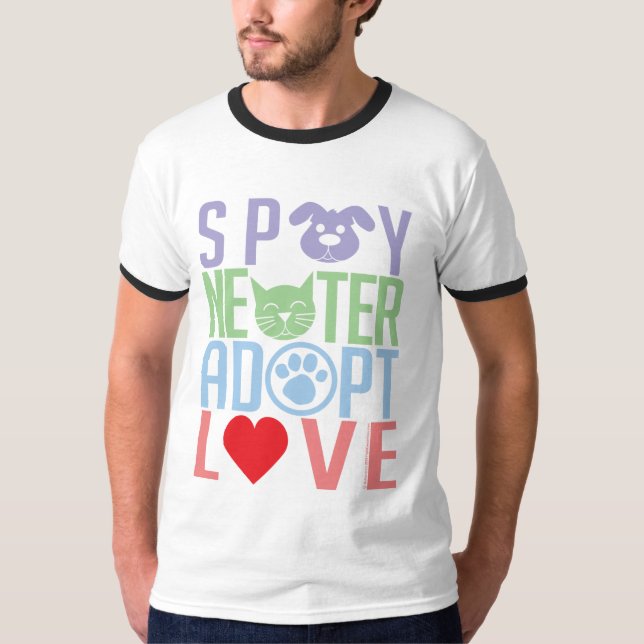 Camiseta Spay o neutro adotam o amor 2 (Frente)