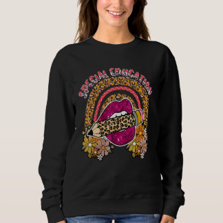 Camiseta Special Education Floral Cute Lips Leopard Pencil 