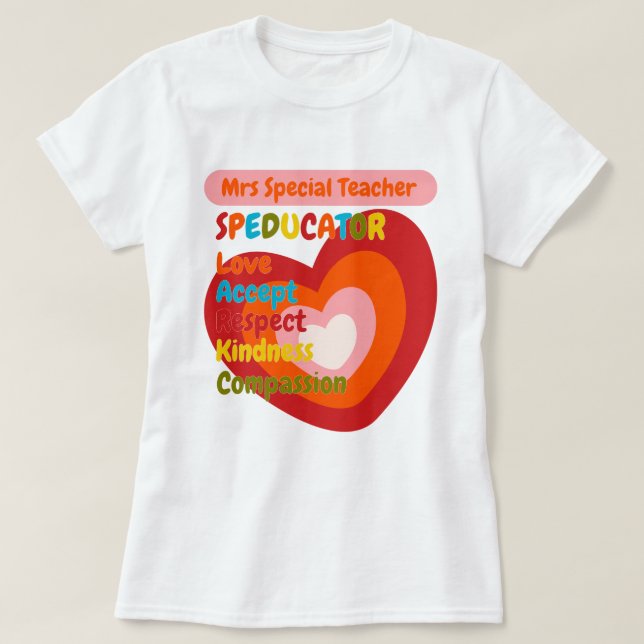 Camiseta Special Education Teacher SPED Motivational Name (Frente do Design)