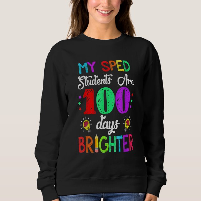Camiseta Sped Teacher 100 Days Brighter 100Th Day Of School (Frente)
