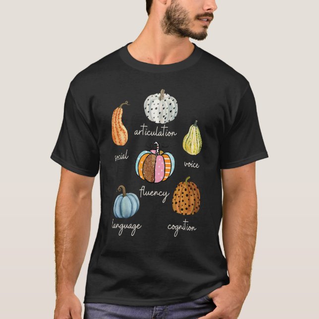 Camiseta Speech Therapy Pumpkin SLP Neurodiversity Fall Tea (Frente)