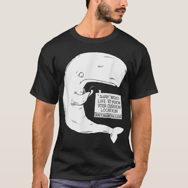 Camiseta Speed Bump Engraçado Cartoon Moby Dick (Frente)