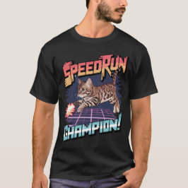 Camiseta Speedrun Champion - Bengal Cat Pixel Art
