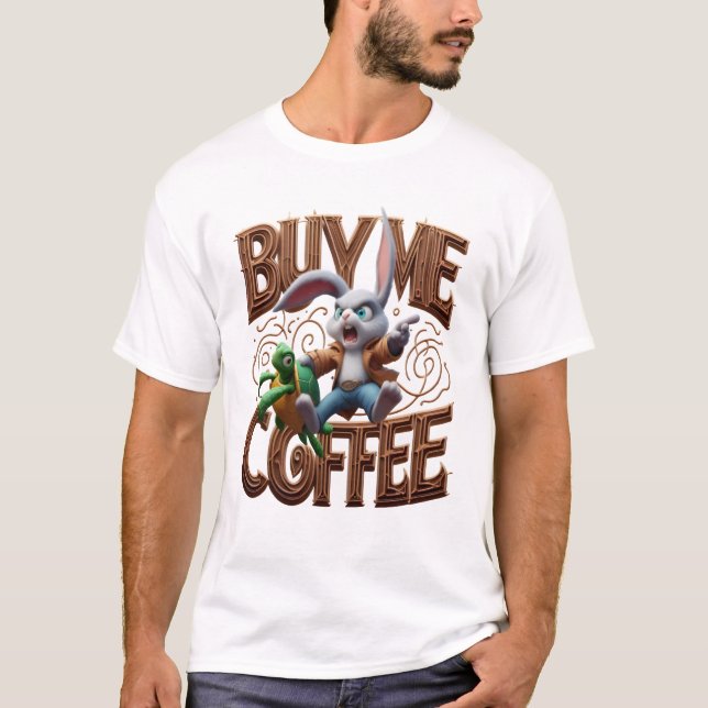 Camiseta Speedy Bunny Races Turtle Me Comprar Café (Frente)