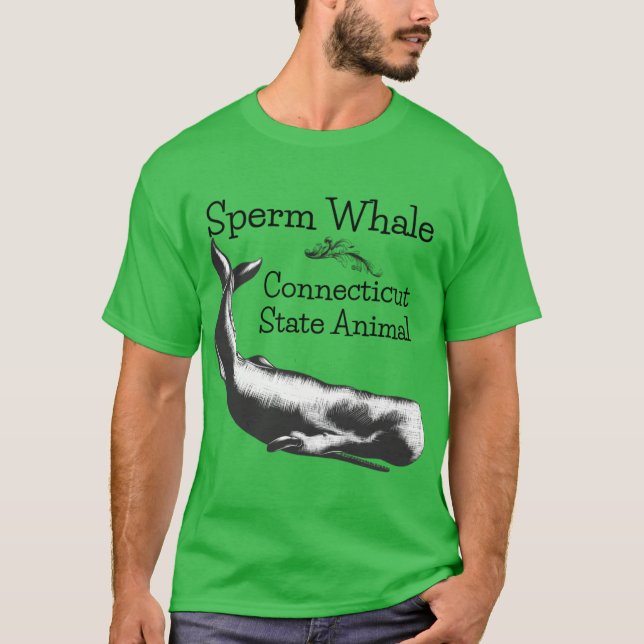 Camiseta Sperm Whale Connecticut State Animal Line Drawing  (Frente)