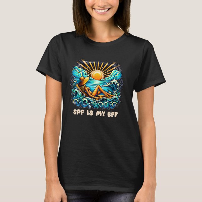 Camiseta SPF é o meu protetor solar BFF, curtimenta, sol de (Frente)