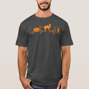 Camiseta Sphyn Cat Heartbeat Pumpkin Dia de as Bruxas engra