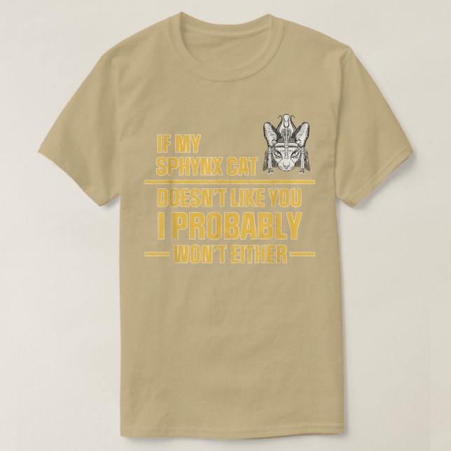 Camiseta Sphyn Cat não gosta (Frente do Design)