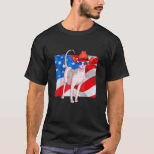 Camiseta Sphynx Cat 4 De Julho Bandeira Americana Patriótic