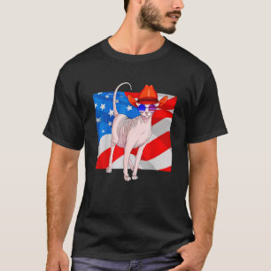 Camiseta Sphynx Cat 4H De Julho Patriótico Americano Flag C