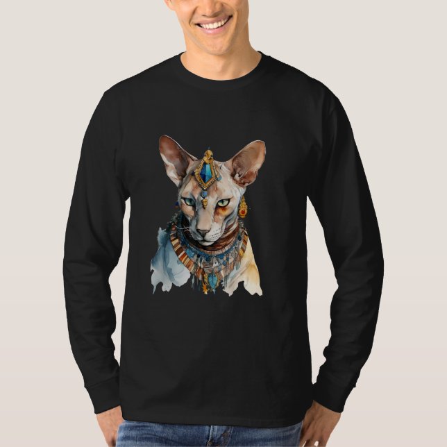 Camiseta Sphynx Cat Cat Egyptian Cat Cat  Watercolor (Frente)