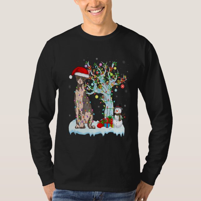 Camiseta Sphynx Cat Christmas Light Santas Hat Snowman Matc (Frente)