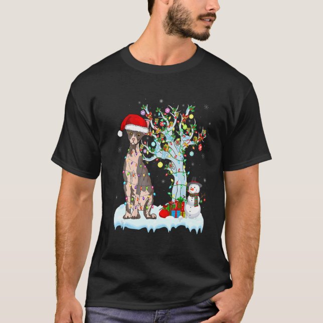 Camiseta Sphynx Cat Christmas Light Santas Hat Snowman Matc (Frente)