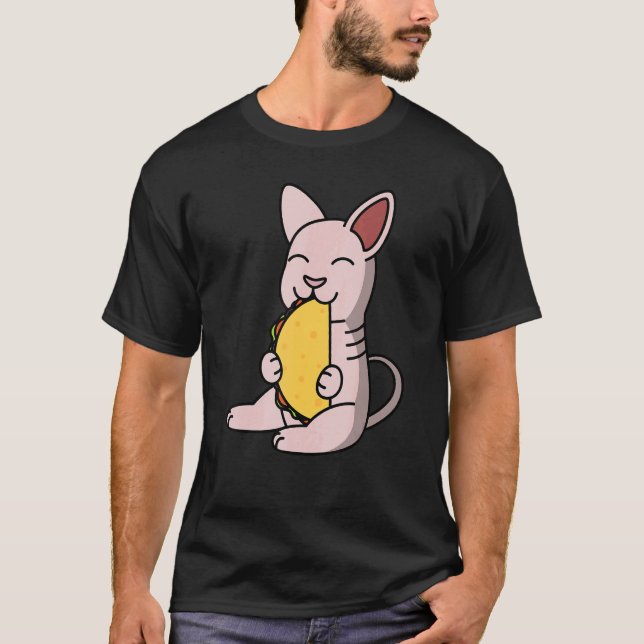 Camiseta Sphynx Cat Comendo Um Pet De Taco (Frente)