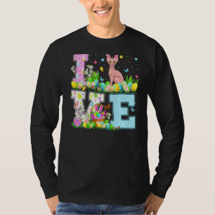 Camiseta Sphynx Cat Easter Ove Hunt Love Sphynx Cat Páscoa