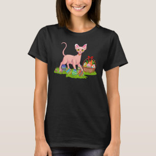 Camiseta Sphynx Cat Easter Ovo Caça A Coelhinhos Sphynx Gat