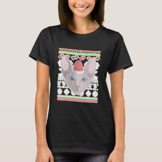 Camiseta Sphynx Cat Gatinho Santa Claus Feia