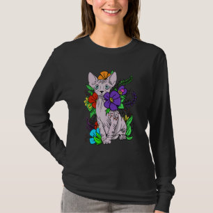 Camiseta Sphynx Cat Hairless Kitten Floral Flowers