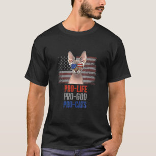 Camiseta Sphynx Cat Pro Life Pro God Pro Cats Flag American