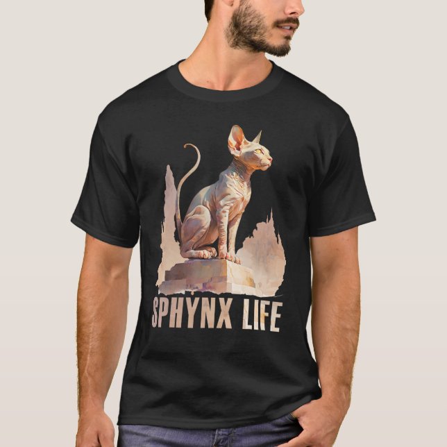 Camiseta Sphynx Cat Watercolor Sphynx Life Cat Mãe Pai (Frente)