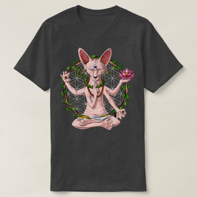 Camiseta Sphynx Cat Yoga (Frente do Design)