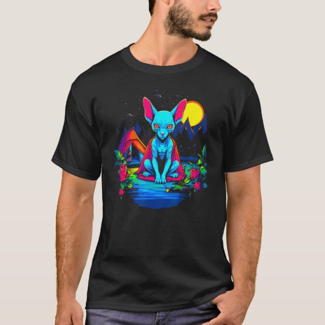 Camiseta Sphynx Hairless Cat Camping (Frente)