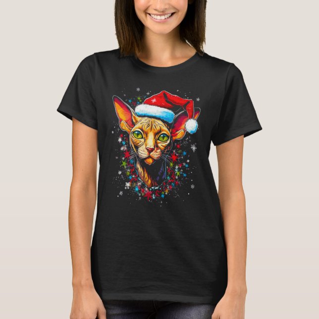 Camiseta Sphynx Hairless Cat Christmas (Frente)