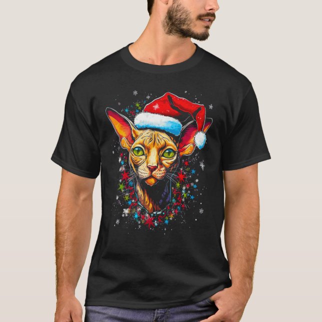 Camiseta Sphynx Hairless Cat Christmas (Frente)