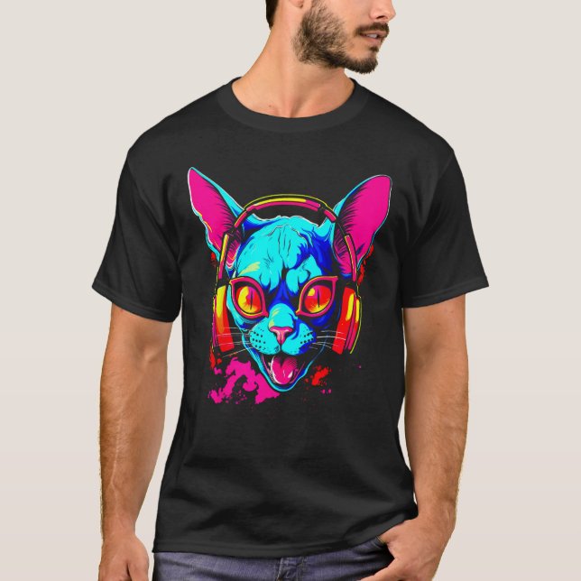 Camiseta Sphynx Hairless Cat DJ (Frente)