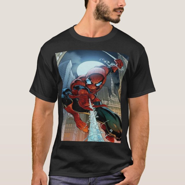 Camiseta Spider-Man Marvel Superhero Web Swinging City  (Frente)