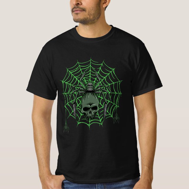Camiseta Spider Web Skull Horror Halloween Costume Spiderwe (Frente)