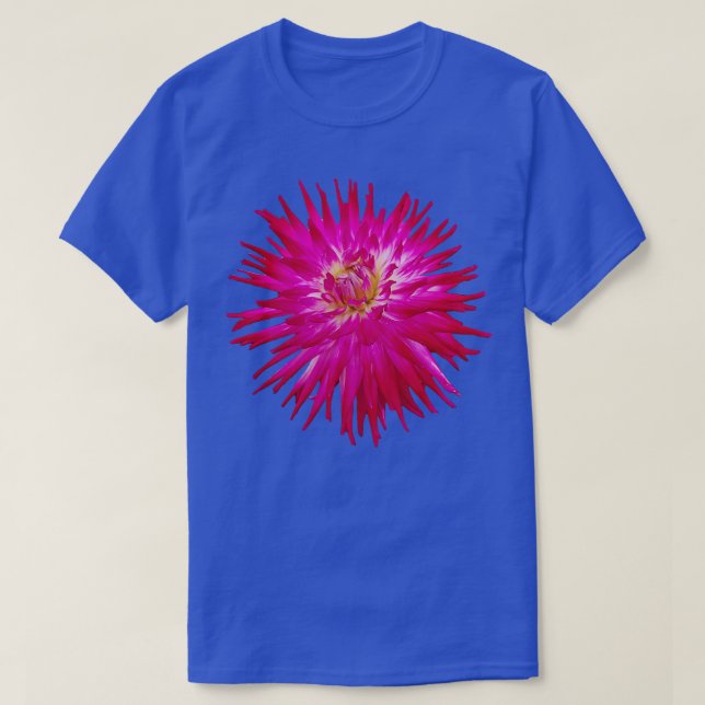 Camiseta Spike Petals Rosa Dahlia Floral Foto Cutout (Frente do Design)