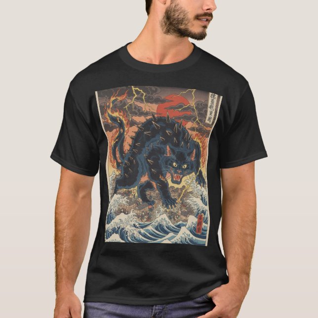 Camiseta Spiked Kaiju Over Tempest Ocean (Frente)
