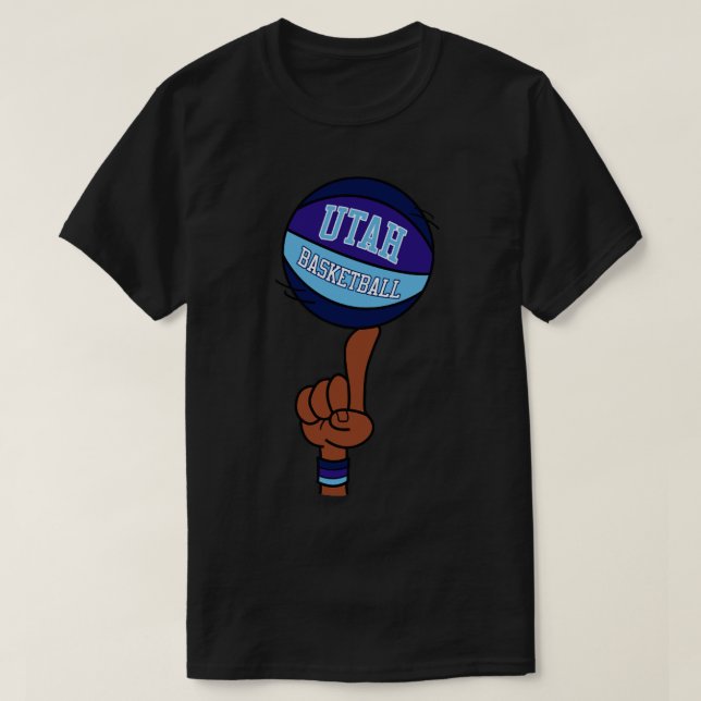 Camiseta Spin de Dedo Clássico de Basquete do Utah (Frente do Design)