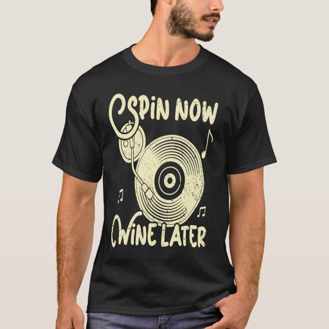 Camiseta Spin Now Wine Posterior Vinyl Record Record Col (Frente)