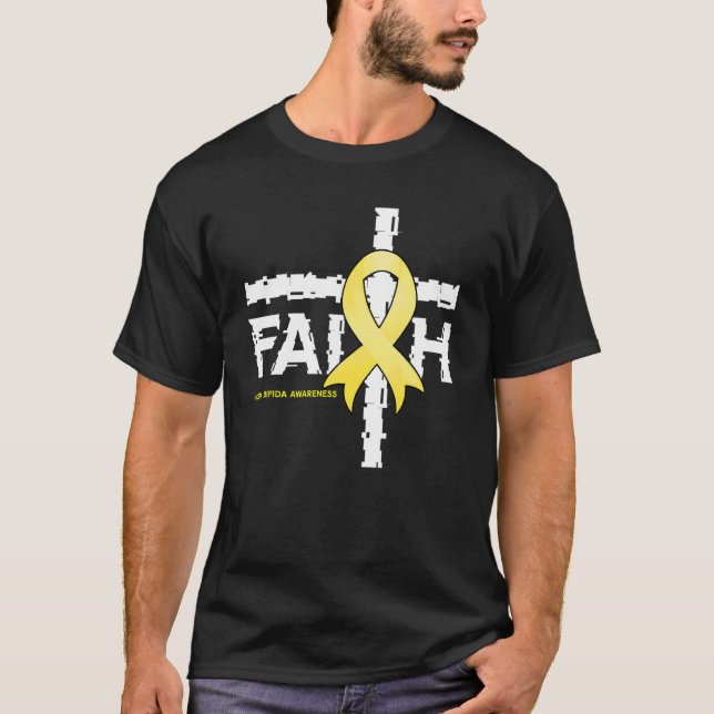 Camiseta Spina Bifida Awareness Christian Faith & Cross 1 (Frente)