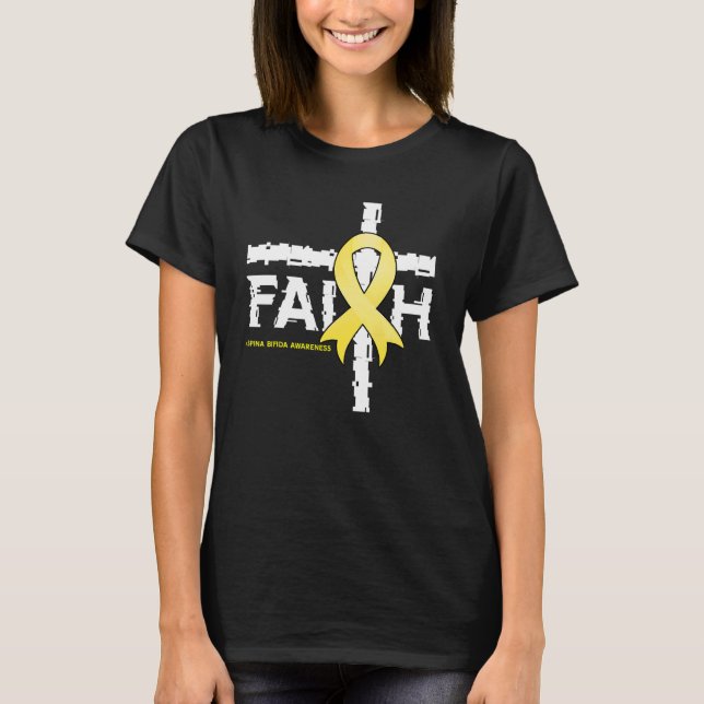 Camiseta Spina Bifida Awareness Christian Faith & Cross 1 (Frente)