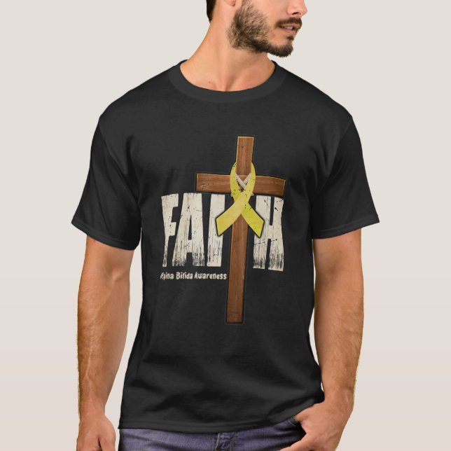 Camiseta Spina Bifida Awareness Christian Faith & Cross 2 (Frente)