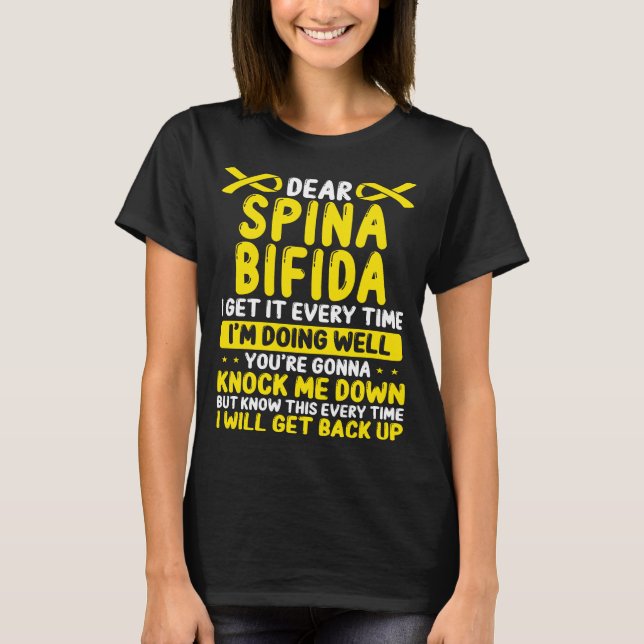 Camiseta Spina Bifida Dia de Consciência Spina Bifida Ribbo (Frente)