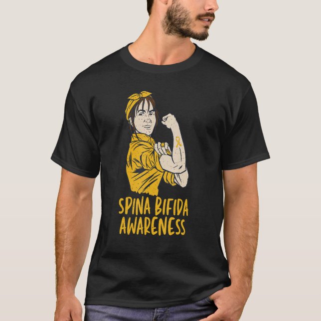 Camiseta Spina Bifida Split Spine Awarness with Yellow Ribb (Frente)