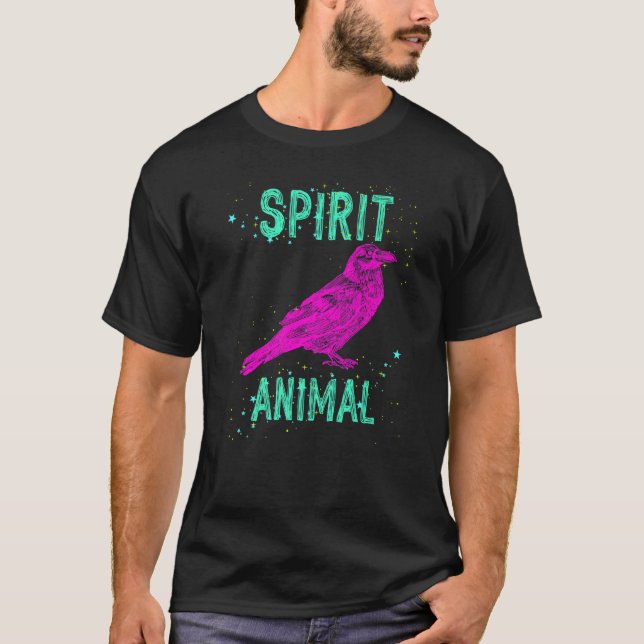 Camiseta Spirit Animal Raven Lover Pink Animals Comfort Cut (Frente)