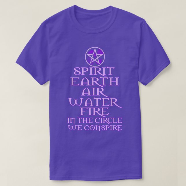 Camiseta Spirit Earth Air Water Fire WiccanWitch (Frente do Design)