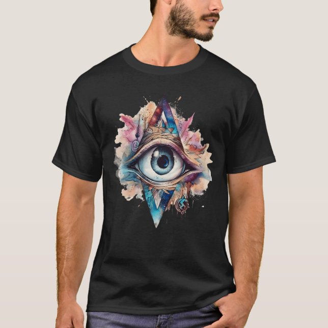 Camiseta Spiritual Third Eye Watercolor Self-Reflection Awa (Frente)