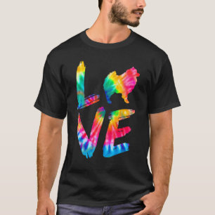 Camiseta Spitz alemão Tie Dye Love Dog Mãe Pai