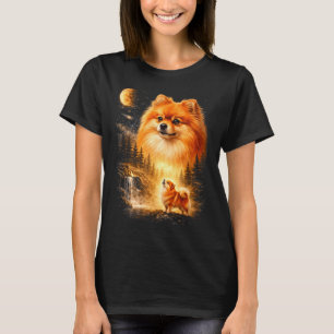 Camiseta Spitz Alemão Uivando Para a Lua Vintage Místico Fa