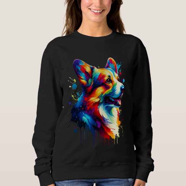 Camiseta Splash Art Cardigan Welsh Corgis (Frente)