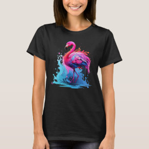 Camiseta Splash Art Lake Birds Lover Colorful Flamingo