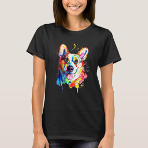 Camiseta Splash Colorful Corgi Art Wolf For Dog